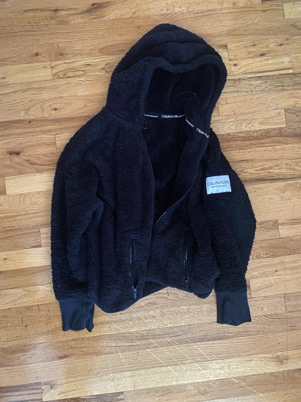Calvin Klein Black Teddy Sherpa Hoodie Jacket